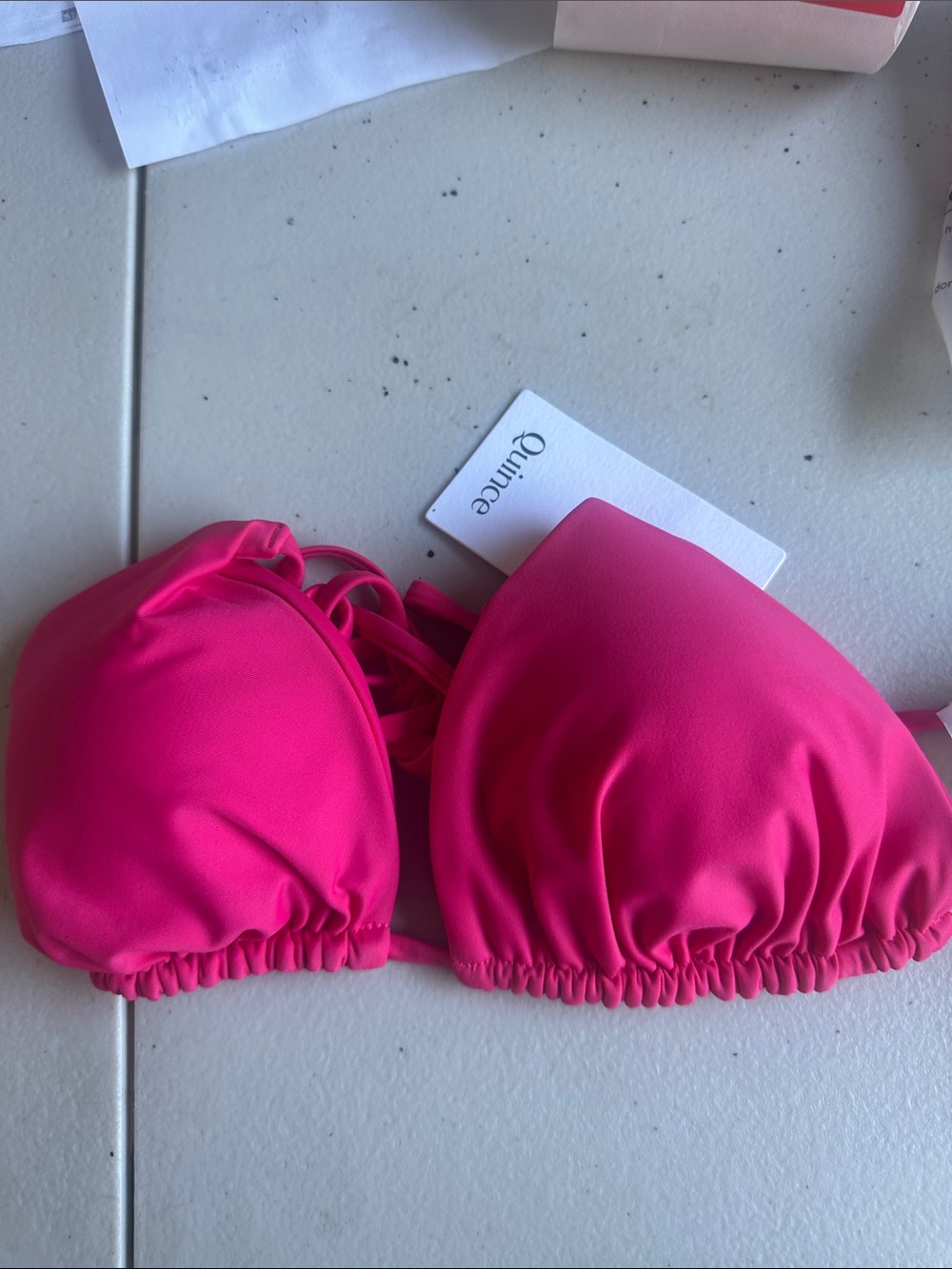 Quince Hibiscus Triangle String Bikini Top
R177